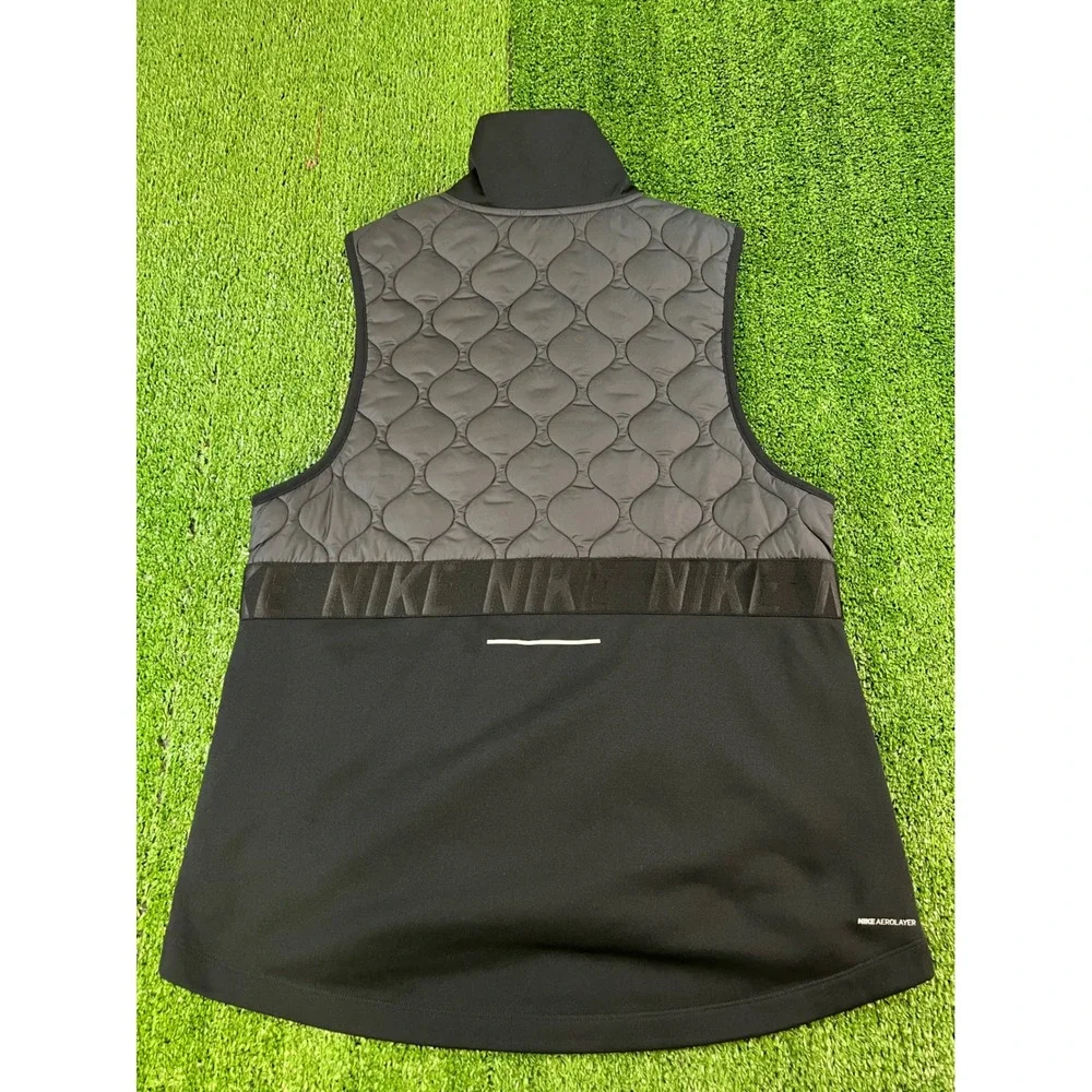 Nike AeroLayer Women Black Quilted‎ Running Vest Full Zip BV3869-010 Medium